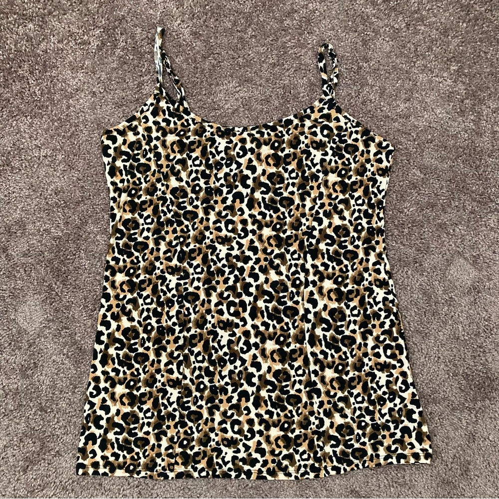 Miss Tina Spaghetti Strap Camisole Top Size Medium 8-10 Leopard Print